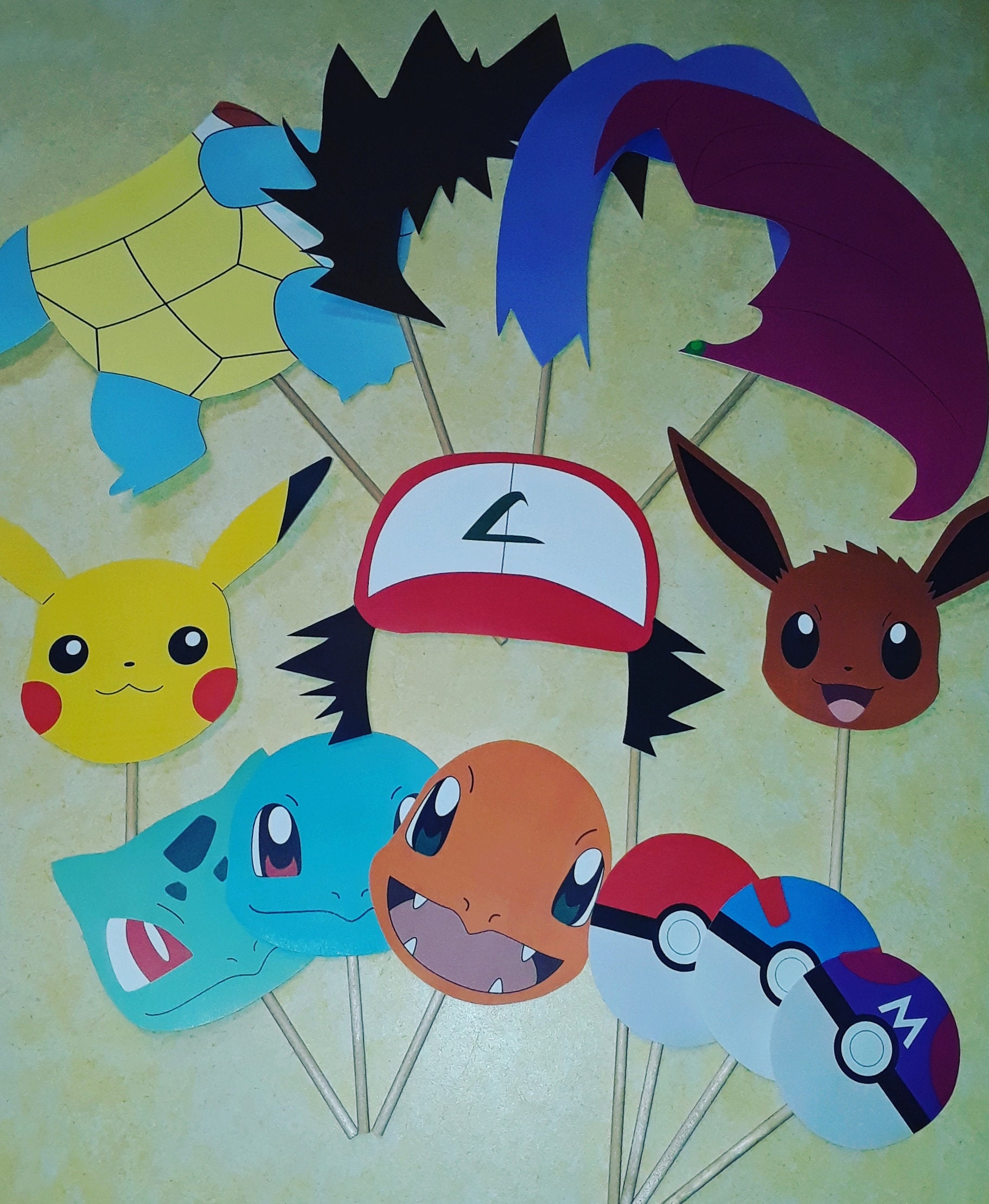 Buy Pokemon Photo Booth Props, Pokemon Party, Pokemon Photo Booth Set