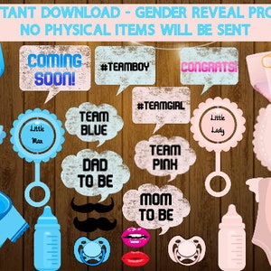 Gender Reveal Printable Photo Booth Props, Gender Reveal Instant Download Party Supplies, DIY It’s a Girl, DIY It’s a Boy, Photo Booth Props