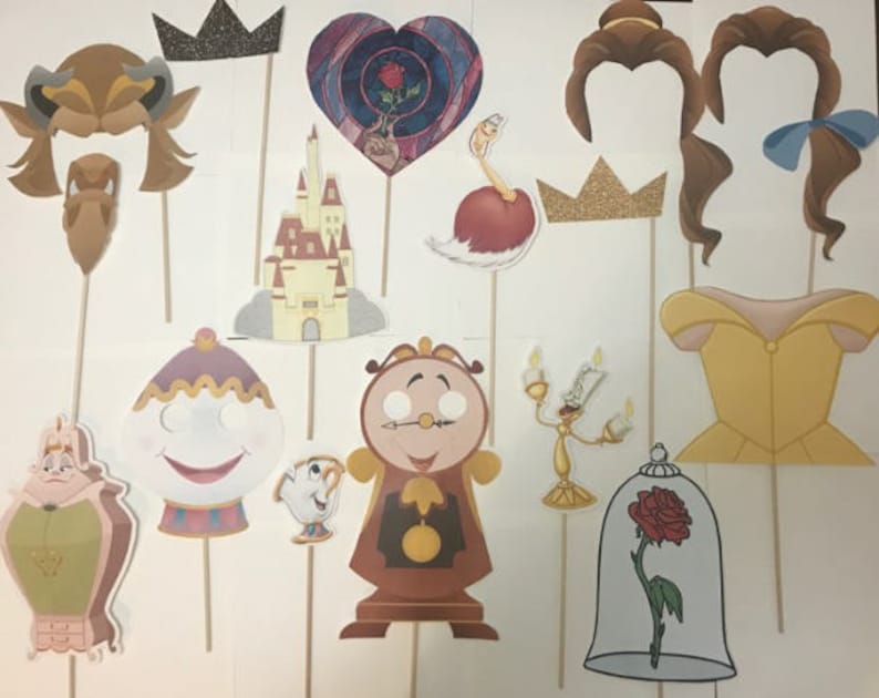 Beauty and the Beast Photo Booth Props Disney Princess Photo Etsy