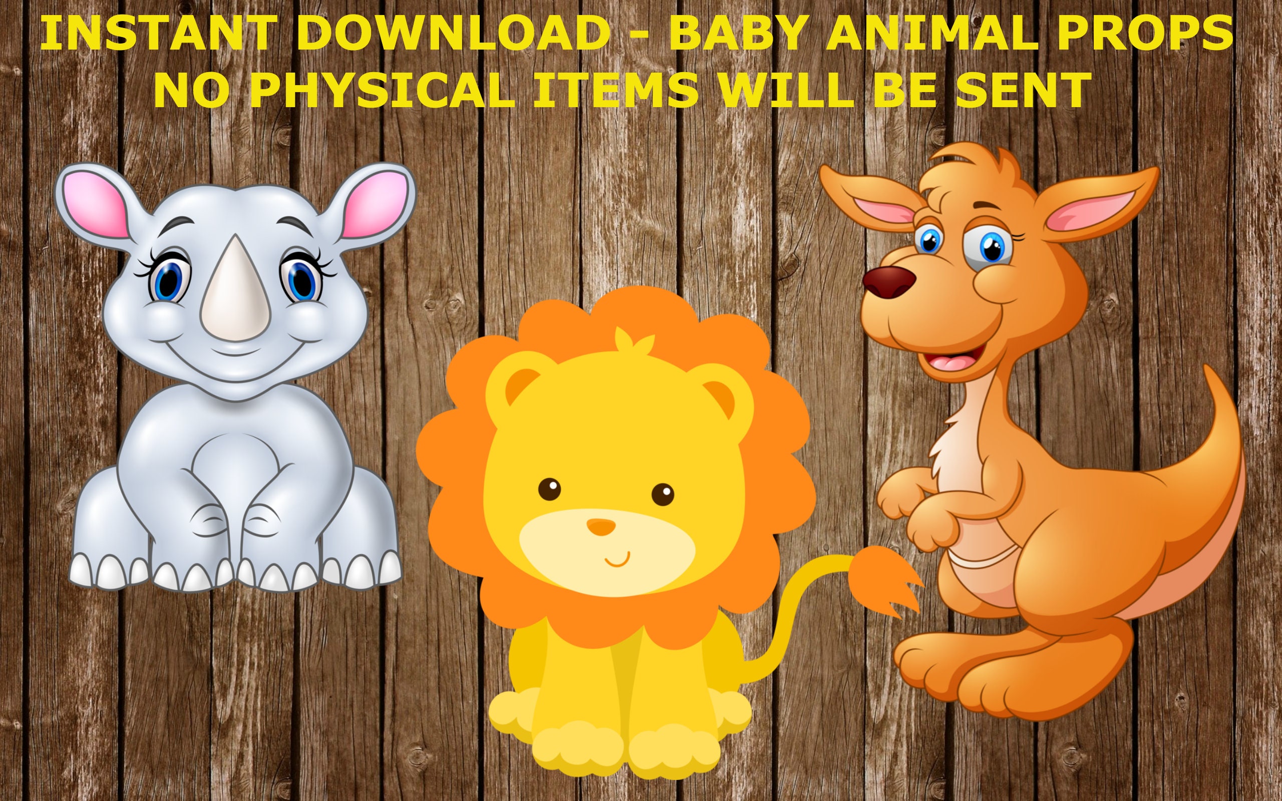 Jungle Baby Shower Printable Photo Booth Props Jungle Baby Shower Instant Download Baby Animal First Birthday Digital Photo