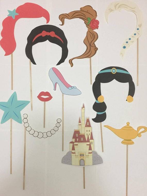 Princess Photo Booth Props Princess Birthday Party Princess Party Photo Booth Props Princess Party Supplies Princess Photo