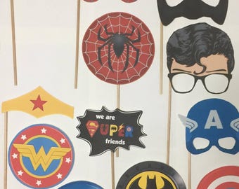 Superhero Photo Booth Props, Superhero Party, Superhero Birthday Party, Superhero Photo Booth Set, Superhero Gift Idea, Superhero Birthday