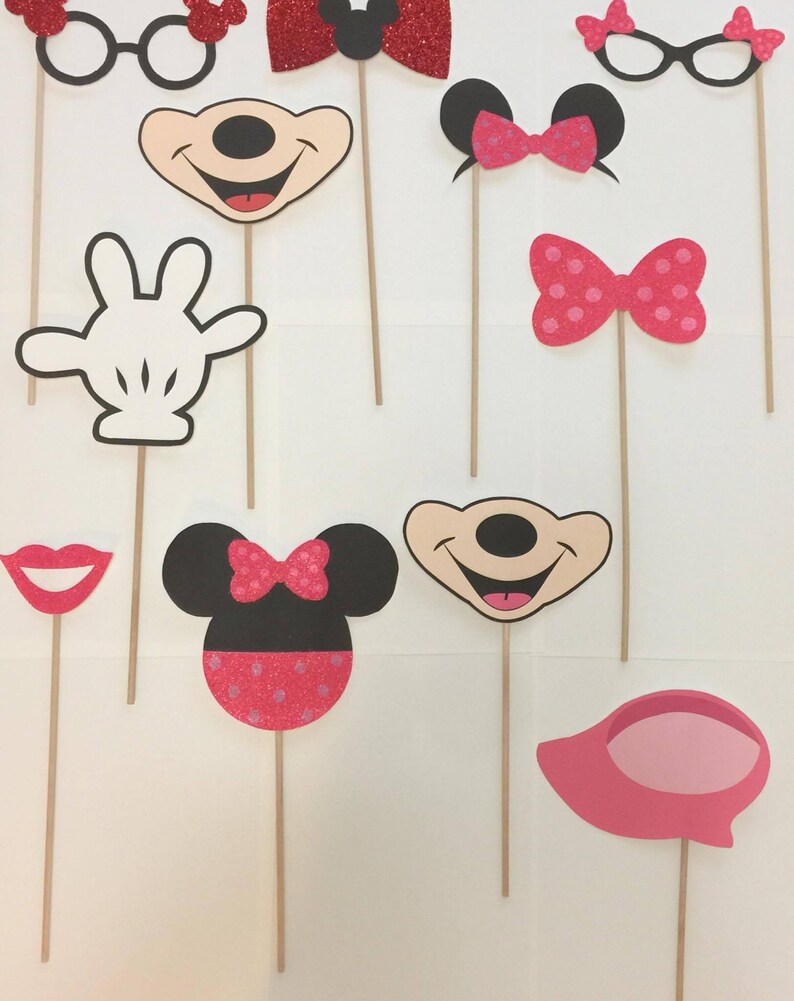 Glitter Minnie Mouse Photo Booth Props Minnie Mouse Party Etsy