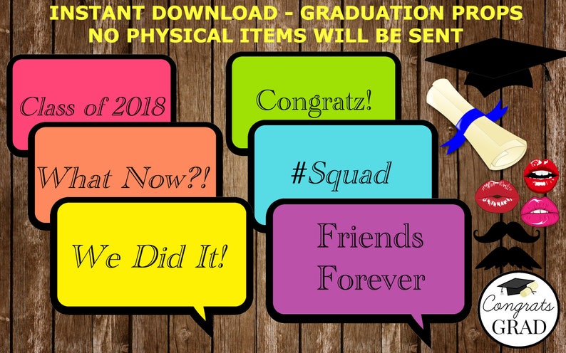 Digital Class Of 18 Photo Booth Graduation Party Graduation Photo Booth Props Instant Download Graduation Printable Photo Booth Props Paper Party Supplies Party Decor Vadel Com