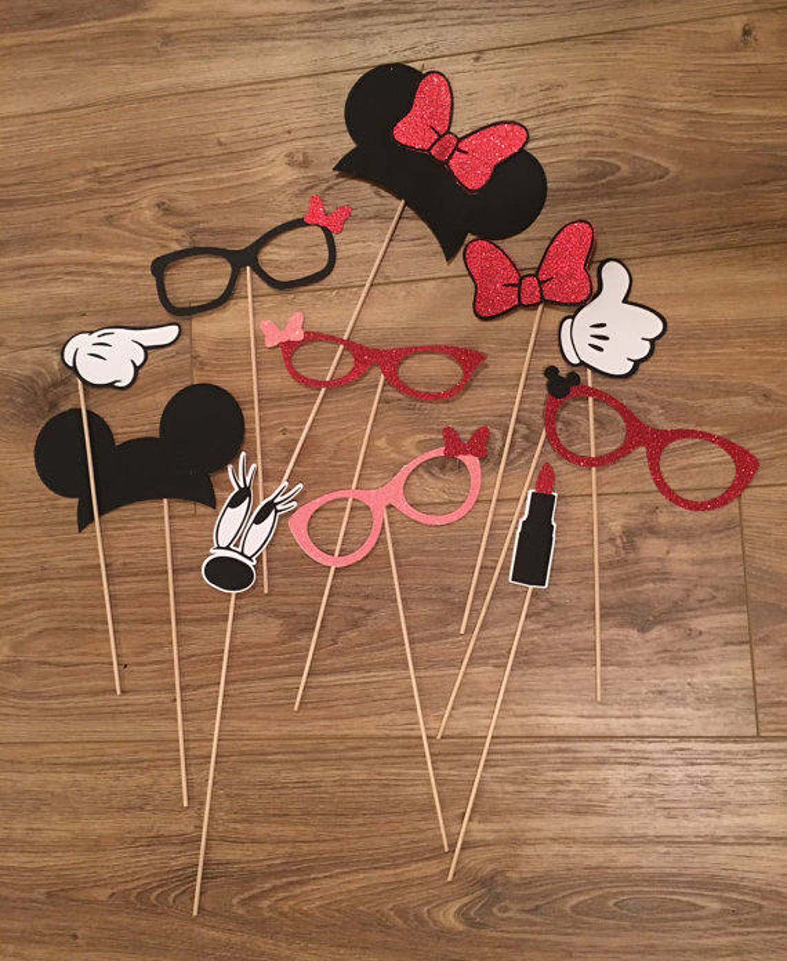 Glitter Minnie Mouse Photo Booth Props Minnie Mouse Party Etsy