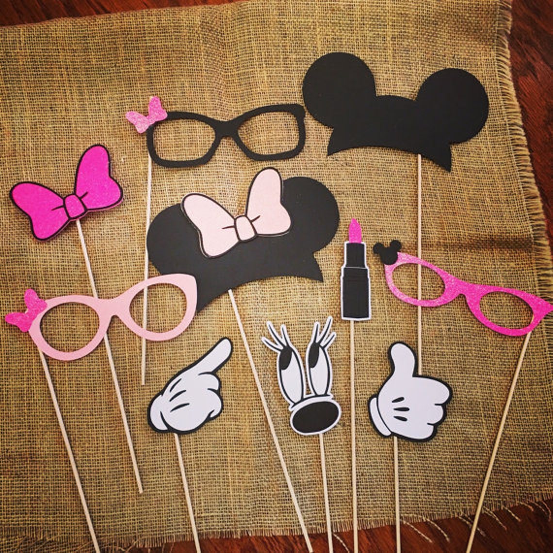 Glitter Minnie Mouse Photo Booth Props Minnie Mouse Party Etsy