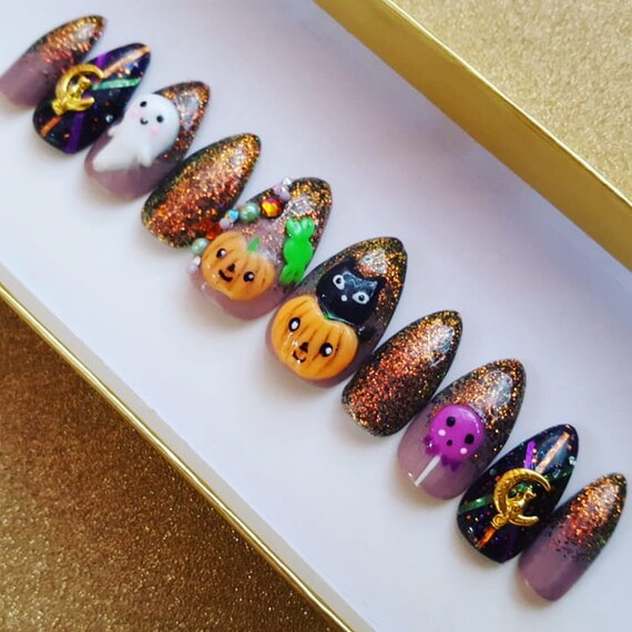 This Is Halloween False Nails Fake Nails Press On Nails Etsy
