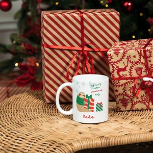Caneca de Natal personalizada | Caneca fofa e divertida de preguiça de férias