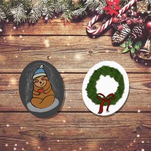Schattige winterluiaard en vakantiekrans stickerset