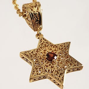 Star of David Necklace with Garnet or Citrine Gemstone