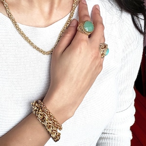 Armband med uttalande kabelkedja, ringbrynjearmband för kvinnor, presentsmycken, bysantinska smycken, vacker present till henne, bysantinsk