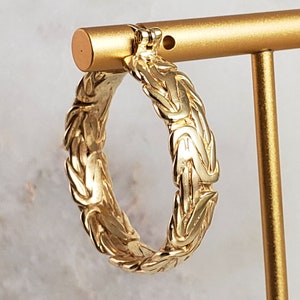 Iconic Byzantine Link Hoop Earrings, Gift For Her, Gold Earrings, Unique Earrings, Handmade Earrings, Chain Earrings, Byzantine Jewelry