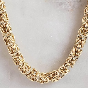 Iconic Gold Byzantine Chain Necklace with Black Onyx Crystal Toggle Clasp, Jewelry Gifts for Her Him