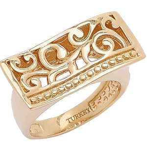 Handcrafted Scrollwork Filigree Wave Ring in Yellow or Rose Gold Plate | Artisan Bali Jewelry, Everyday Wear, Unique Gift