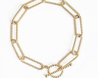 Rope Link Bracelet – Toggle Clasp, Chunky Textured Chain