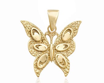 Textured Butterfly Pendant, Nature Inspired Butterfly Jewelry, Vintage Style Statement Pendant