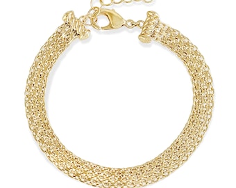 Bracciale intrecciato a più fili in Bismark, bracciale regolabile in oro, gioiello fatto a mano, elegante bracciale di tendenza