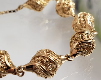 Braccialetto Bolo in filigrana dimensionale con usignolo turco e chiusura scorrevole, regalo di Natale per lei o per la mamma, gioielli per le feste - Braccialetto fatto a mano