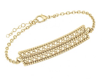 Turkish Motif Rectangular Filigree Bar Bracelet