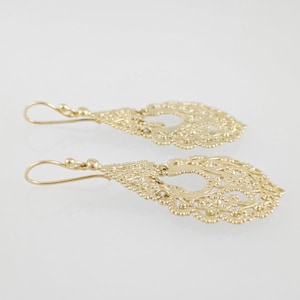 Gold Filigree Chandelier Earrings – Vintage-Inspired Statement Dangle Earrings, Artisan Handcrafted Jewelry