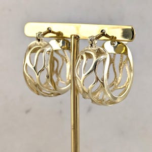 Gold Openwork Hoop Earrings - Sculptural Nature Inspired Jewelry-Small hoop earrings