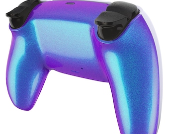 Coque inférieure chameleon bleu violet brillant pour contrôleur ps5, boîtier arrière personnalisé pour contrôleur ps5, couvercle de coque arrière de remplacement