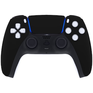 May include: A black PlayStation 5 DualSense wireless controller with white buttons and a blue light bar.