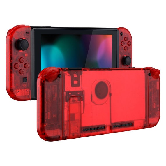  eXtremeRate DIY Full Set Shell for Nintendo Switch OLED,  Replacement Console Back Plate & Kickstand, Custom NS Controller Housing  with Full Set Buttons for Nintendo Switch OLED - Clear Atomic Purple 