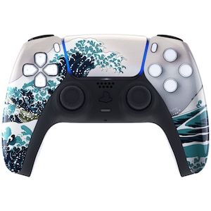 The great wave pattern touchpad front housing shell for ps5 controller bdm-010, diy replacement shell for ps5 controller