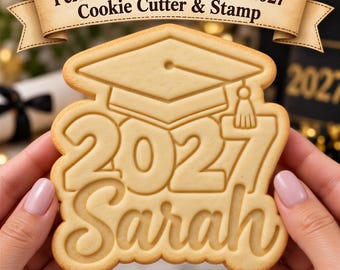 Personalized Graduation 2027 Cookie Cutter & Stamp, Class of 2027 Cookie Cutter, Custom Name Graduation Cookie Stamp, Senior 2027