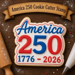 Cortador de galletas con diseño de Estados Unidos 250 / Cortador de galletas patriótico / Cortador de galletas 1776-2026 / Cortador de galletas del 250 aniversario de EE. UU. / Cuatro de julio