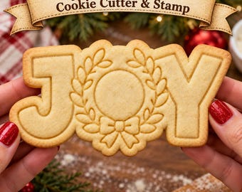 JOY Christmas Cookie Cutter & Stamp | Holiday Baking Tool | Gift for Baker