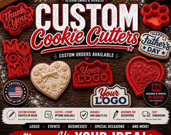 Custom Cookie Cutter | Custom Cutter + Stamp | Personalized Cookie Cutter | Logo Cookie Cutter | Custom Baking Tool
