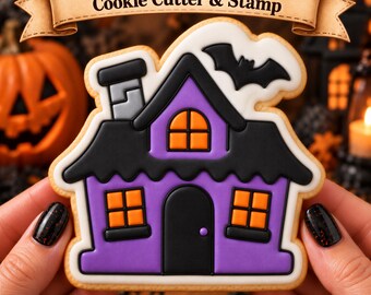 Haunted House Cutter, Spooky Embosser - PLA | Multiple Sizes | Halloween Cookies, Decorating