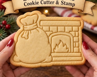 Santa’s Presents Cookie Cutter & Stamp, Christmas Cookie Stamp, Santa Bag Cookie Embosser, Stamped Holiday Cookie Cutter