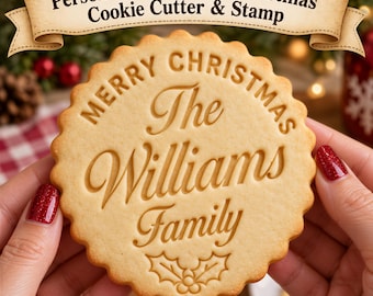 Personalized Family Christmas Cookie Cutter & Stamp