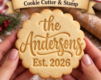 Personalized Family Cookie Cutter & Stamp, Custom Family Name Cookie Stamp, Embossed Family Cookie, Established Date Stamper