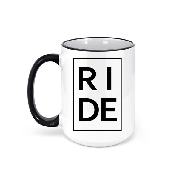 RIDE Coffee Mug with #LEADERBOARD name - 15oz | Great Gift ! | Peloton Inspired