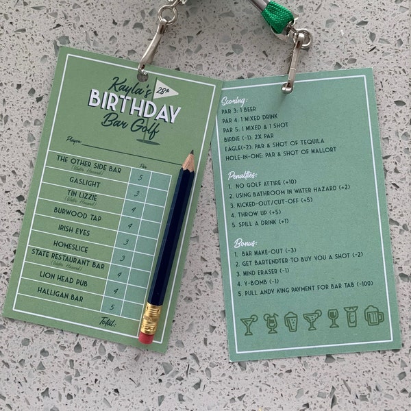 Custom Bar Golf Scorecards (Digital File)