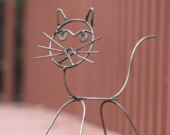 Whimsical Cat Flower Pot, Cat Lover Gift,Cat Sculpture,Cat Metal Art,Front Porch Decor,Yard Art,Garden Art