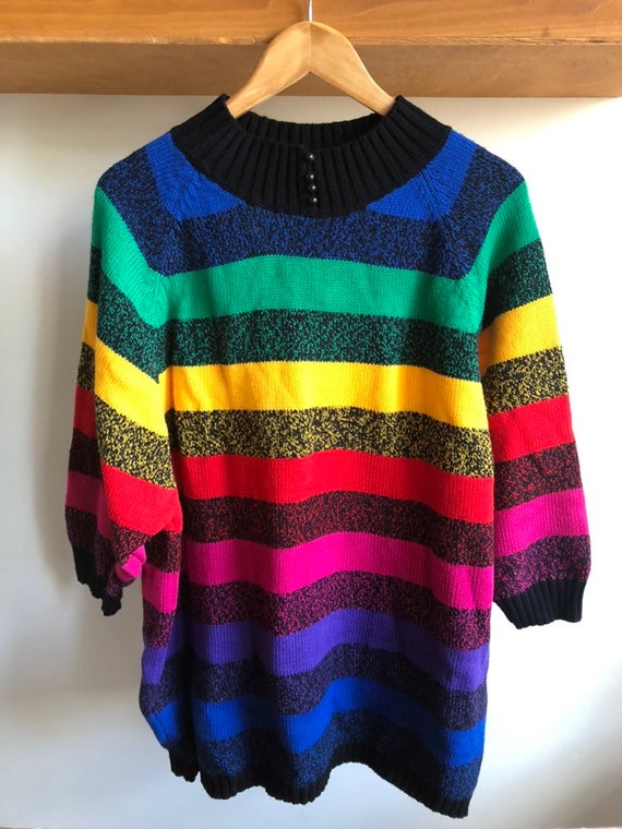 Vintage 80’s Oversized Rainbow Striped Sweater