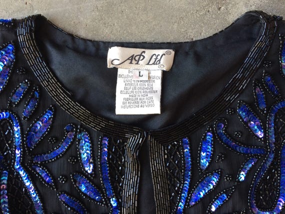 Vintage Black Sequin Jacket, Vintage Sequin Top, … - image 3