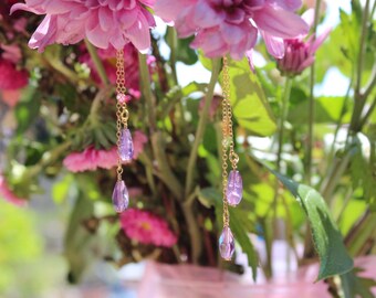Amethyst Raindrop Earrings (gold) AMD244
