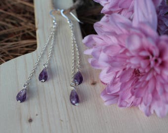 Amethyst Raindrop Earrings (silver) AMD242