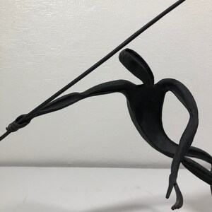 Modernist Steel Sculpture Javelin Thrower Signed Mid Century Modern image 6