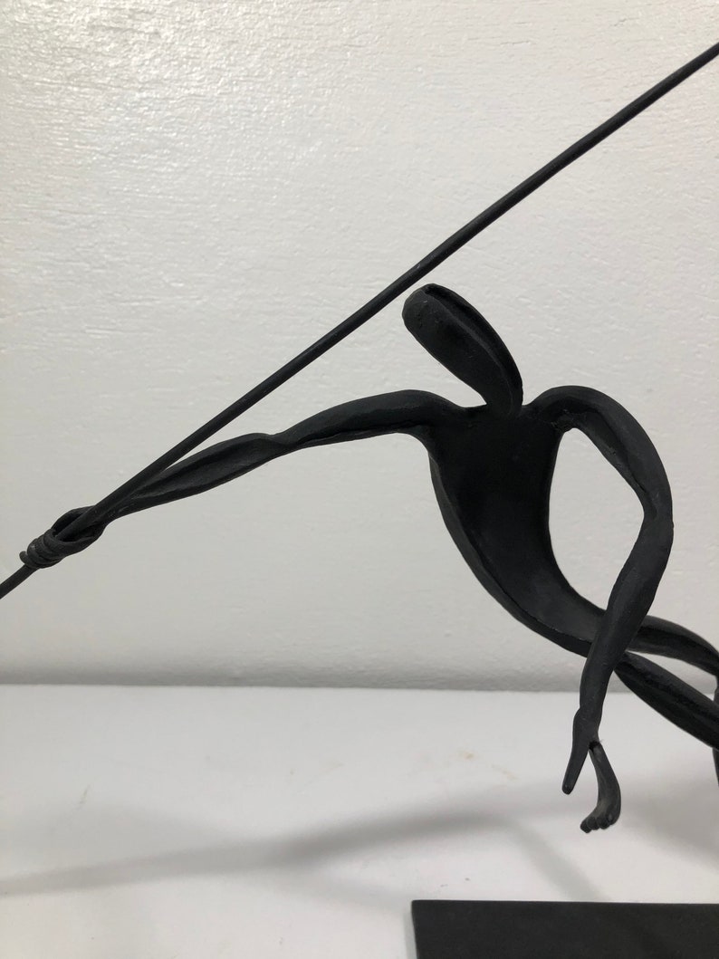 Modernist Steel Sculpture Javelin Thrower Signed Mid Century Modern image 6