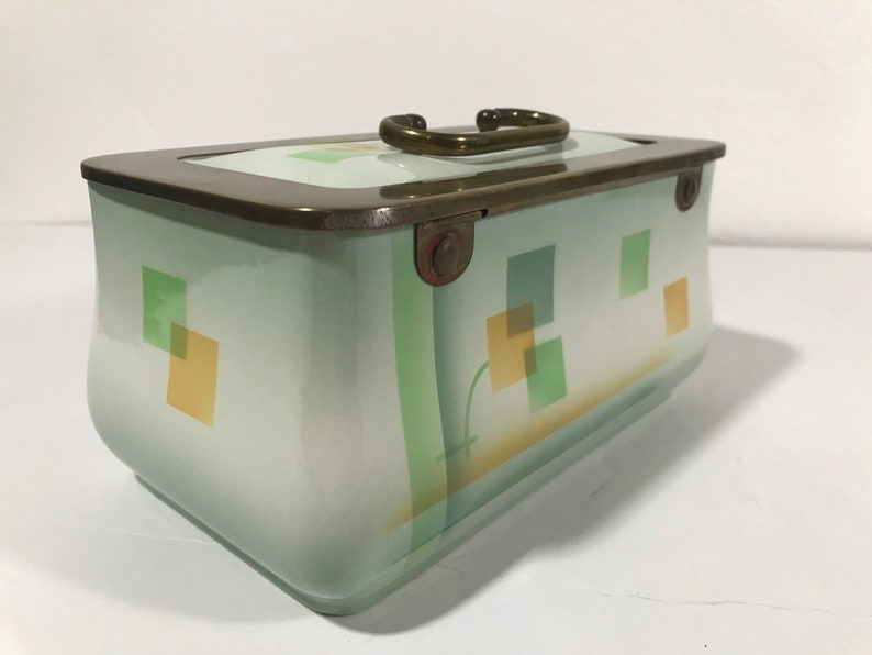 Bauhaus Suprematism Hinged Ceramic Box with Brass Hardware image 7