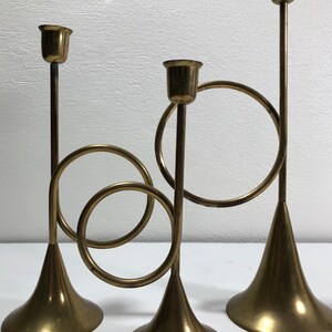 Modernist Brass Candle Holder Mid Century Modern image 4