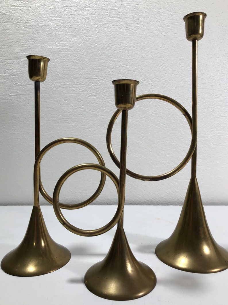 Modernist Brass Candle Holder Mid Century Modern image 4