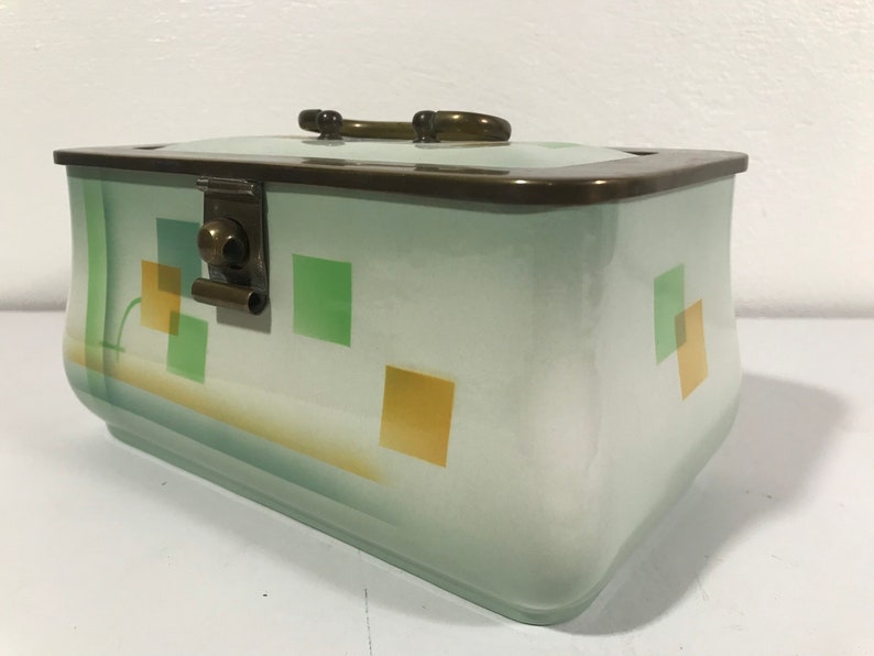 Bauhaus Suprematism Hinged Ceramic Box with Brass Hardware image 2